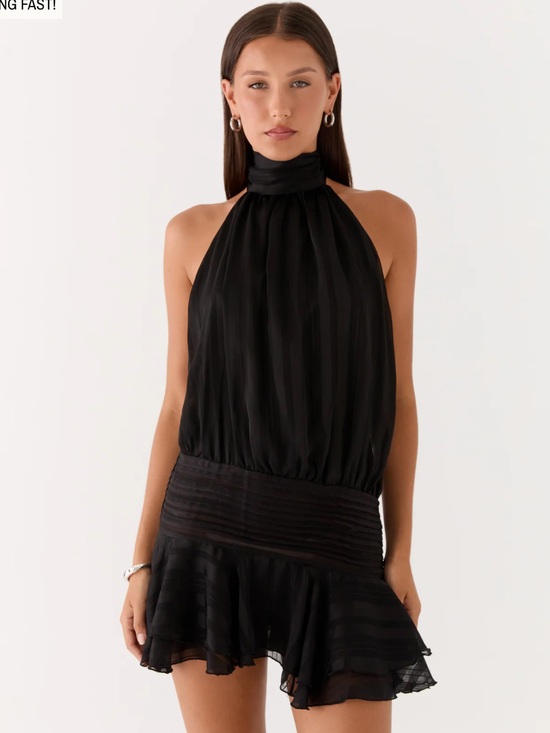 Peppermayo Dresses & Skirts - Peppermayo Black Halter Ruffled Mini Dress